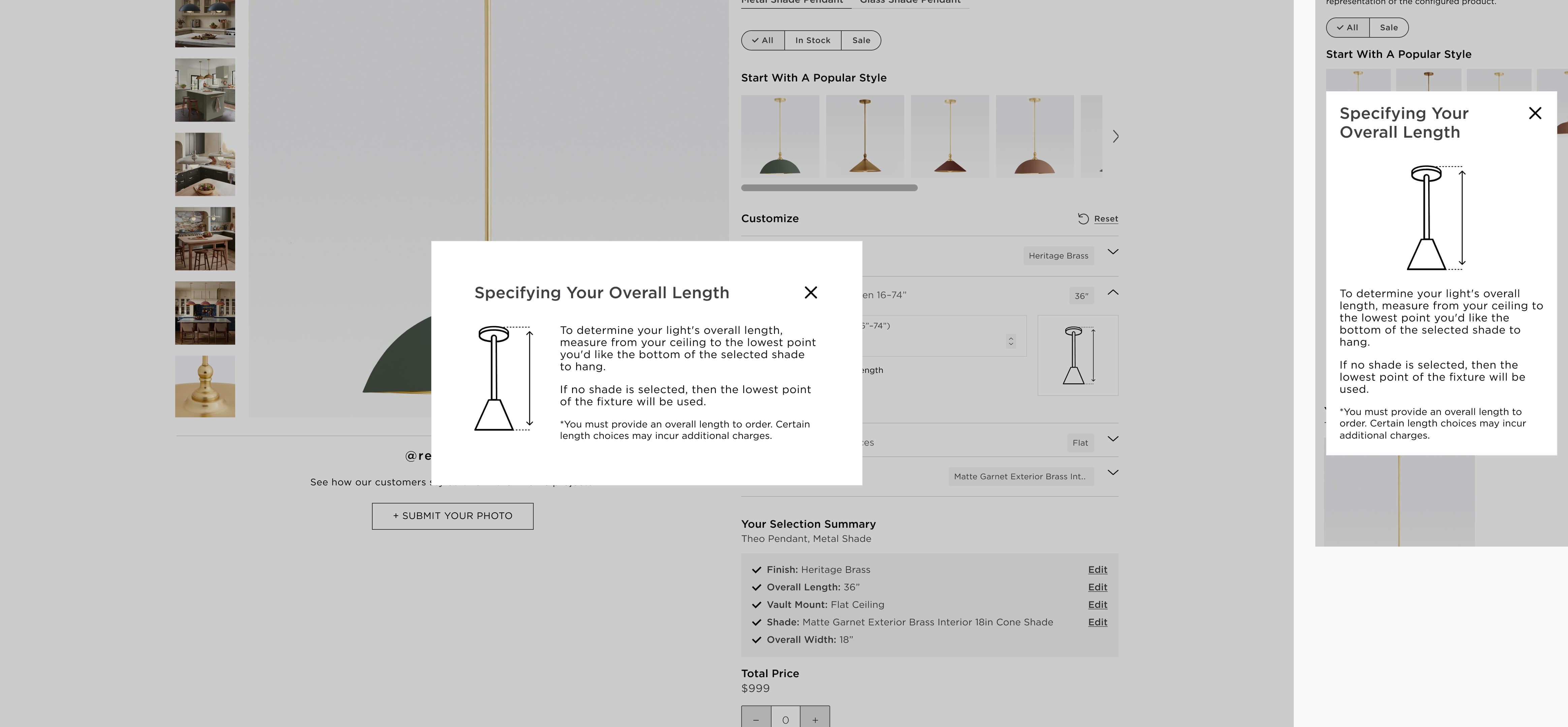 Tooltip for length selection